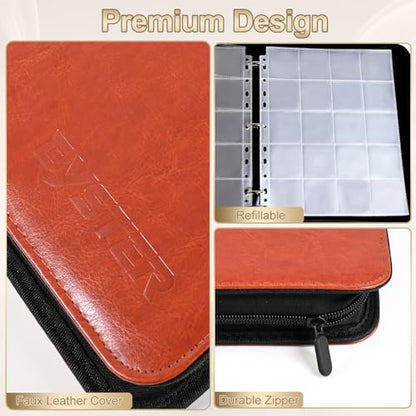 BYSTER Coin Collection Book, 30 Pack 600 Pockets Coin Sleeves, Coin Collection Holder Album, Coin Collection Organizer Storage Box Case (Coin Flips Not Included), Reddish Brown - color: Reddish Brown