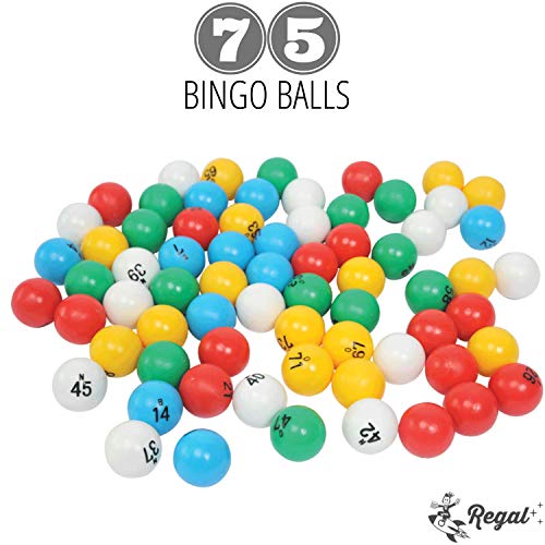 Regal Bingo Family Game Set for Adults and Kids - Includes 8 Inch Bingo Wheel Cage, 75 Balls, Master Board, 4 Shutter Slide Cards - Fun Family Bingo Night - color: Game Set (4 Cards)