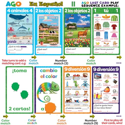 AGO En Espanol 2 Card Game for Learning Spanish (Deluxe Edition) Learn Spanish The Fun Way! - Boost Vocabulary & Grammar Skills - Learning for All Ages! - style: AGO En Espanol 2