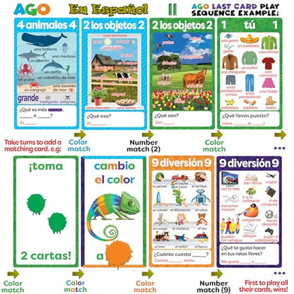 AGO En Espanol 2 Card Game for Learning Spanish (Deluxe Edition) Learn Spanish The Fun Way! - Boost Vocabulary & Grammar Skills - Learning for All Ages! - style: AGO En Espanol 2