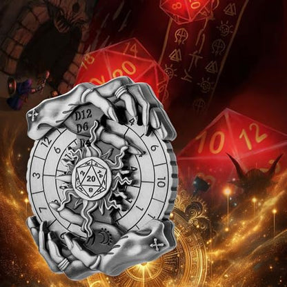Spinner DND Dice Set, Metallic D&D Dice, Magic Hand Roulette Dice Spinner for DND Dice Set, D&D Gifts with Gift Box, Christmas Birthday Gifts, Role Playing Game Board Game Accessories, Silver - color: Dark Silver
