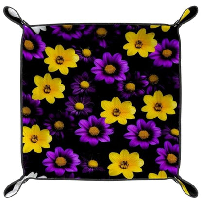 Pansies Flower Dice Tray Dice Rolling Tray Folding Dice Holder for Dice Games, Like RPG, DND and Other Table Games - color: Multi 20