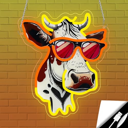 Cow Neon Sign, Cute Anime Cow Neon Signs for Wall Decor,Cartoon LED Neon Light Sign for Bedroom Decor, Living Room, Kids Room, Bar, Best Birthday Gifts for Boys And Girls - color: LB-UV-Cow