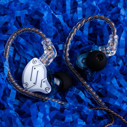 Linsoul KZ ZS10 Pro, 4BA+1DD 5 Driver in Ear Monitor, HiFi Wired Earbuds, Gaming Earbuds, Hybrid IEM Earphones with Stainless Steel Faceplate, Detachable Cable for Musician (Without Mic, Blue) - color: Blue, style: Without Mic