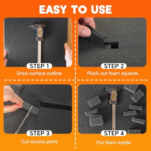 4 Pack Polyurethane Foam Sheet 12 x 12 x 2 Inch 12 x 12 x 0.4 Inch | 2 Sizes of Pre Cut Foam Sheets Pick Apart Inserts for Board Game Boxes, Storage Drawers, Toolbox
