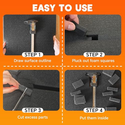 4 Pack Polyurethane Foam Sheet 12 x 12 x 2 Inch 12 x 12 x 0.4 Inch | 2 Sizes of Pre Cut Foam Sheets Pick Apart Inserts for Board Game Boxes, Storage Drawers, Toolbox