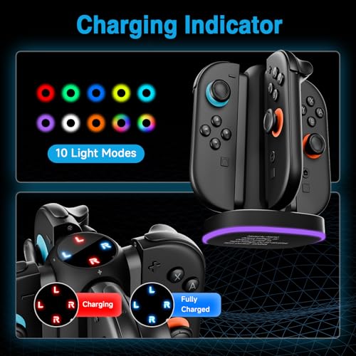 MARSDOCK Charging Dock for Nintendo Switch 2(2025) for Joy-Con 2 | 4 in 1 Magnetic Fast Charging Station with RGB Lights, 3.3FT Cable, Charging Stand Compatible with Switch 2 Joycon Stand