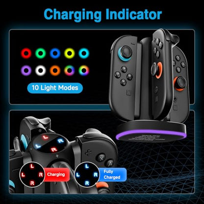 MARSDOCK Charging Dock for Nintendo Switch 2(2025) for Joy-Con 2 | 4 in 1 Magnetic Fast Charging Station with RGB Lights, 3.3FT Cable, Charging Stand Compatible with Switch 2 Joycon Stand