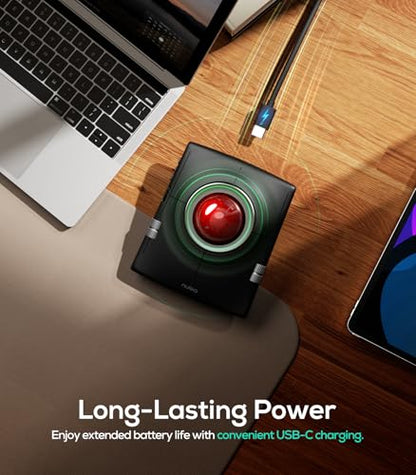 Nulea Wireless Trackball Mouse, Ergonomic 55mm Trackball, 4 Level Adjustable DPI for Precise Control, Left or Right Hand Compatible, Rechargeable, Multi-Device Bluetooth & 2.4GHz for PC, Laptop - color: A-Red