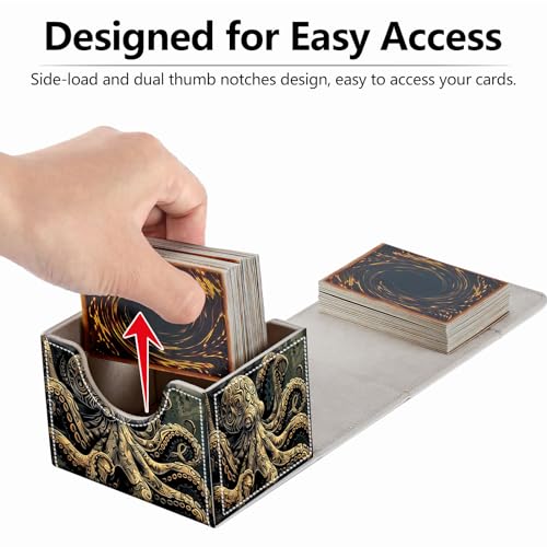 Strong Magnet MTG Demon Deck Box Playing Card Case Magic The Gathering Commander Deck Box Creative Pattern Trading Card Storage Caseox for Collectible Games, Dark Gold Metal Octopus - color: Dark Gold Metal Octopus