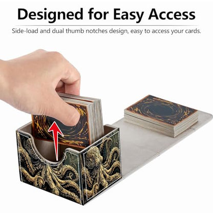 Strong Magnet MTG Demon Deck Box Playing Card Case Magic The Gathering Commander Deck Box Creative Pattern Trading Card Storage Caseox for Collectible Games, Dark Gold Metal Octopus - color: Dark Gold Metal Octopus