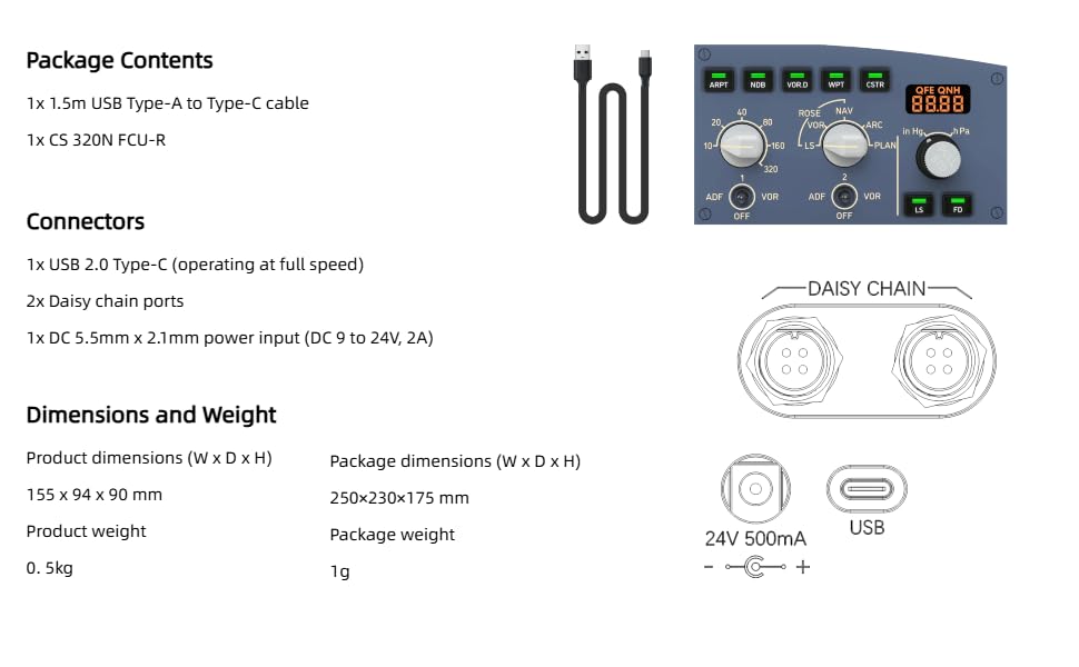 SYDYSOSO Cockpit Simulator 320 Series FCU-R, 1:1 Scale Flight Simulator Training-Inspired Control Panel, Metal Construction, USB Plug & Play, PC Compatible