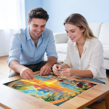 Puzzles for Adults 500 Pieces, Jigsaw Puzzles 500 Pieces Adult Puzzles Ocean Sunset Puzzle Recycled Cardboard Funny Challenging Puzzle Game Activity Nights Gift Toy 20.5x15inch - style: Ocean