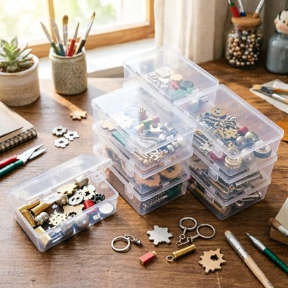 Rectangular Clear Plastic Storage Containers, 5x3.46x1.69in | 10 Pack, Hinged Lid, For Beads and Small Craft Items - size: 5 x 3.46 x 1.69 inch
