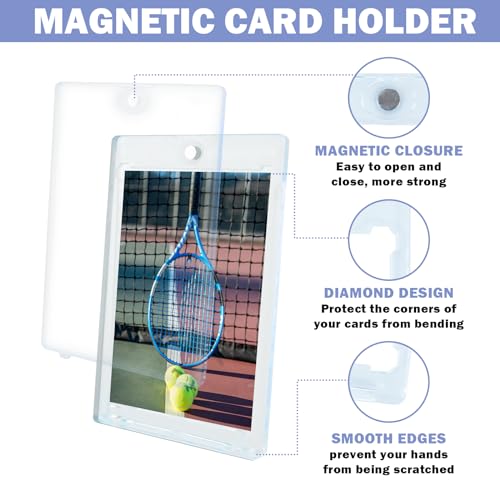 TORONTOKYO 300ct Magnetic Card Holders, 35pt One Touch Magnetic Card Holder, U-V Protection Hard Plastic Card Display Case for Trading, Sports, Baseball, Football, Game Cards - color: 300 Pieces