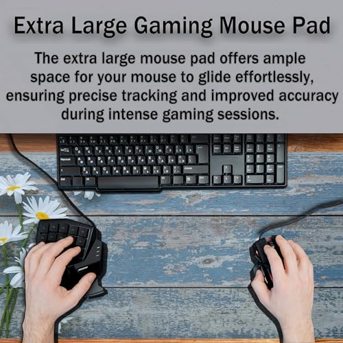 Computer Desk Mat Mouse Pad, Big Non-Slip Rubber Base Mousepad for PC, Work, Game, Office, Home - 35.4 X 15.7 Inch - Daisy Flowers on Old Wooden - color: Old Wooden