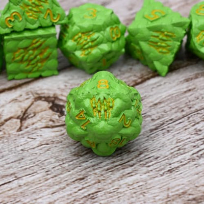 Dragon Scale Metal Dice Set-Dragon Claw,with Gift Metal Box for TTRPG Tabletop Gaming,Dungeon Masters,RPG Adventures(Green) - color: Green