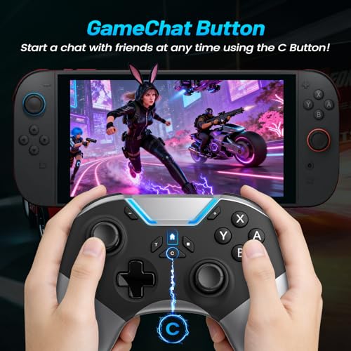 aghi Switch 2 Controller with Home Wake-up and C Button | Wireless Pro Controller for Switch 2/1/Lite/OLED with Loop Macro, Hall Effect Joysticks, HD Rumble, 6 Axis Gyro, Turbo - color: Silver Black