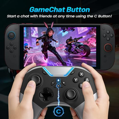 aghi Switch 2 Controller with Home Wake-up and C Button | Wireless Pro Controller for Switch 2/1/Lite/OLED with Loop Macro, Hall Effect Joysticks, HD Rumble, 6 Axis Gyro, Turbo - color: Silver Black