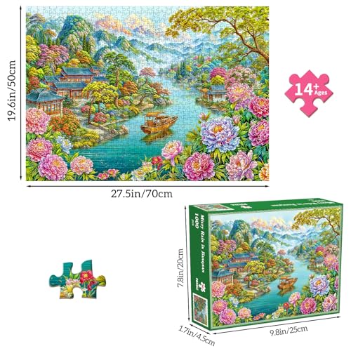 Puzzles for Adults 1000 Pieces, Jigsaw Puzzle for Adults, Fun Challenging Puzzle, Misty Rain in Jiangnan Puzzles Game, Interlock Perfectly No Dust, Gifts for Father's Mother’s Day - color: Misty Rain
