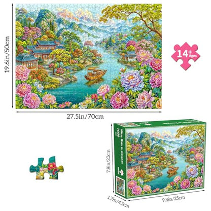 Puzzles for Adults 1000 Pieces, Jigsaw Puzzle for Adults, Fun Challenging Puzzle, Misty Rain in Jiangnan Puzzles Game, Interlock Perfectly No Dust, Gifts for Father's Mother’s Day - color: Misty Rain