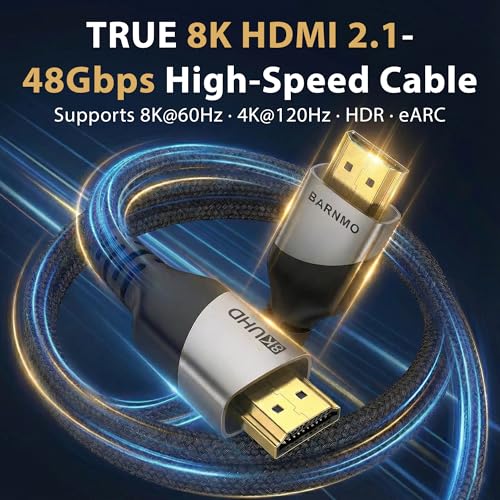 HDMI 2.1 8K Ultra High Speed Cable 3m/10ft 48 Gbps 8K 60 Hz 4K 120 Hz HDR10+ HDCP 2.3 eARC Dolby Vision, for PS5/Xbox/Switch 8K/4K TV, Laptop, PC Monitor, 4K UHD Blu-ray Player (3m/10ft) - size: 10 ft