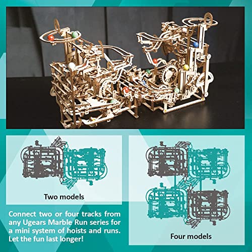 UGEARS Wooden 3D Puzzles for Adults - Wooden Marble Run Spiral Hoist Models for Adults to Build - Advanced Wooden 3D Puzzle Kit - Mechanical Model Wooden Puzzles for Hobbyists - 266 Pcs - color: Marble Run Spiral Hoist