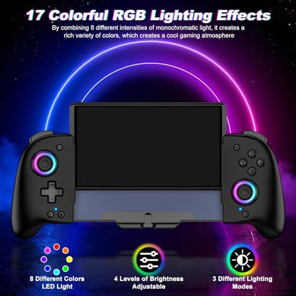 GIGEEKNY Switch Controllers Compatible with Nintendo Switch/Switch OLED, One-Piece Joypad Controller Replacement for Switch Pro Controller with 9 Lights Color, Turbo, Macro, KeyLinker APP
