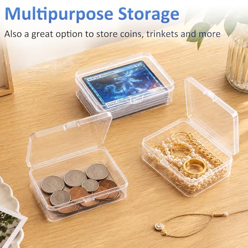 Kitoyz Playing Deck Card Cases Clear Plastic Trading Card Storage Box Acrylic Card Holder Box Compatible with Collectible Trading Card Cases, Each Case for 100 Pcs Cards (6 PCS) - size: 6PCS