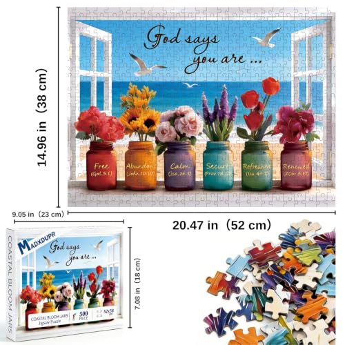 500 Piece Jigsaw Puzzles for Adults - Christian Bible Wishful Window Puzzle for Seniors & Families, 20.47" x 14.96" Bible Verse Puzzle with 1:1 Poster & Letters on Back - color: Wishful Window