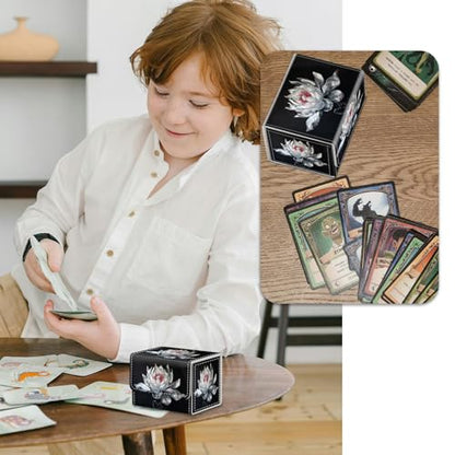 Strong Magnet Card Case Deck Box Mtg Card Box Playing Card Box Magic Deck Box Tcg Up to 200 Cards Creative Pattern Trading Card Storage Box for Collectible Card Games, White Lotus Silk Flower - color: White Lotus Silk Flower
