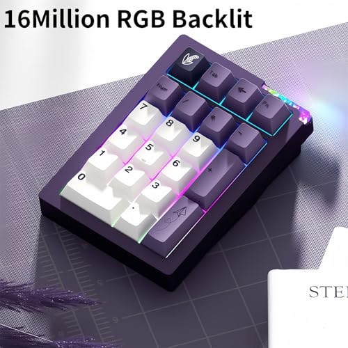 STARS21 Mechanical Number Pad,Aluminum CNC VIA/QMK Programmable Macro Numpad Gasket Hot Swappable Wireless Numeric Keypad BT5.0/2.4Ghz/USB-C RGB Gaming Keypad for Laptop/PC/Office (Red-Cherry) - color: Red-Cherry