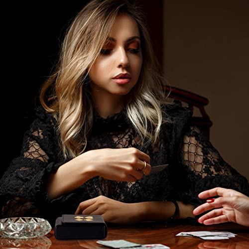 2 Pieces Single Deck PU Leather Playing Card Case Holder Black Brown Deck Holder Playing Card Holders for Adults Box Protector Poker Case Fits Poker and Bridge Size for 3.54x 2.36 Inch Gard