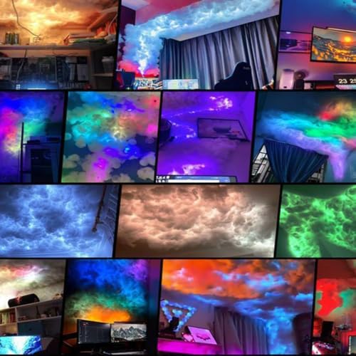 APP Control 3D Thundercloud Storm Ceiling Lights DIY Kit Music Sync Cotton Thunder Lightning Cloud Light Fluffy for Gaming Room Bedroom Wall Night Party Decoration - size: 16.5ft(5m)