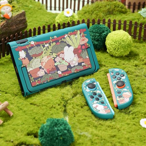 GeekShare Protective Shell Compatible with Switch 2, Kawaii Cartoon Dockable Case for Switch 2, Anti-Scratch and Shock-Absorption Design Cover Skin - Bunny Garden - size: For Switch 2