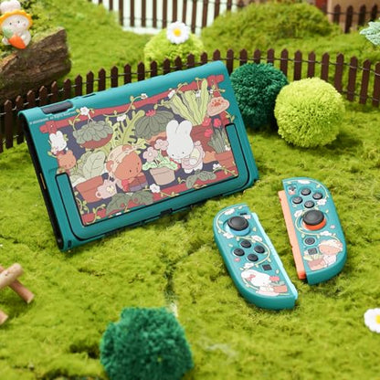 GeekShare Protective Shell Compatible with Switch 2, Kawaii Cartoon Dockable Case for Switch 2, Anti-Scratch and Shock-Absorption Design Cover Skin - Bunny Garden - size: For Switch 2