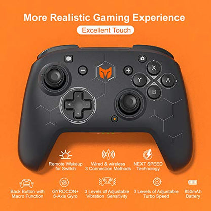 Wireless Gaming Controllers, BIGBIG WON PC Gaming Controller Custom Button, 6-Axis Gyro, Dual Shock, Macro, Turbo, 2.4GHz Dongle Gamepad for Windows 10/Android/iOS/Switch Bluetooth Controller Black - color: Z-C2