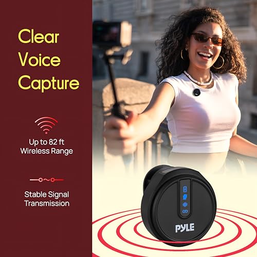 Pyle Wireless Lavalier Microphone System | Noise-Canceling Clip-On Lapel Mic with Magnetic Mount, 7H Battery, 360° Omnidirectional Audio, Charging Case | DSLR, iOS & Android for Vlogging, Podcasting - style: TRS AUX / USB-C