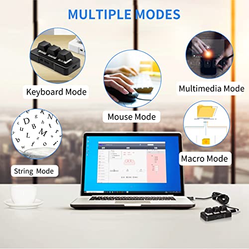 Mini 3 Key Keypad Mechanical Gaming Keyboard, USB/2.4G/Bluetooth RGB Backlit Mini Programmable Macro Keypad, One Handed Standard Keyboard