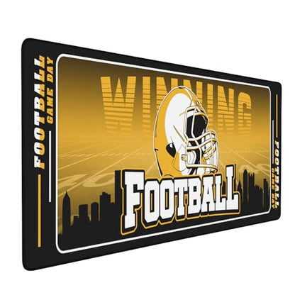 Football Desk Mat, Large Stitched Edges Gaming Mouse Pad, Yellow Black City Design Keyboard Mat for Laptop Computer Desktop - 31.5x12 Inch for Football Fans - color: Yellow Black Football