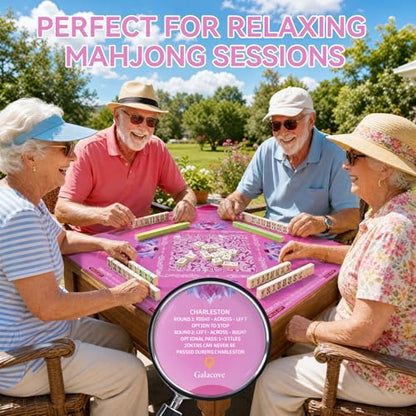 33" x 33" Blush Zen Lotus Mahjong Mat - Non-Slip Neoprene Pad, Noise Reducing, Easy Clean, Portable for Home, Travel & Airbnb - color: Blush Zen Lotus