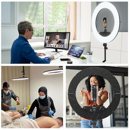 18" 55W Ring Light, High Brightness, No Bracket, Linkable on Wall-Mounted Triangular Arm, Ideal for Studios & Makeup, Live Streaming & Hair Salons, Best Beginner LED Light - size: 18 in ring light(No stand)