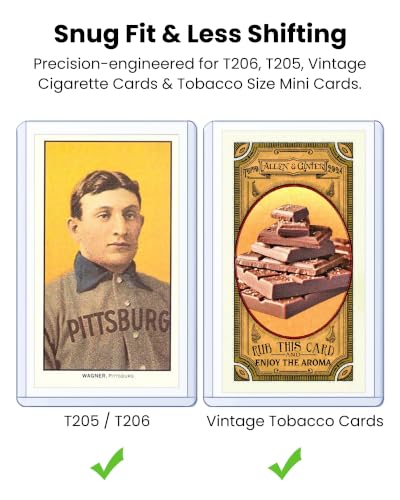 Tobacco Toploaders 25 Pack, 1.65 x 2.87 in | 35PT Hard Plastic Card Sleeves for T205 T206 Vintage Cigarette Cards & Mini Baseball Cards, Rigid PVC Top Loaders, Blue Tint