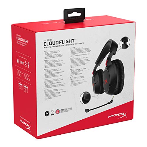 HyperX Cloud Flight - Wireless Gaming Headset, Long Lasting Battery up to 30 Hours, Detachable Noise Cancelling Microphone, Red LED Light, Comfortable Memory Foam, Works with PC, PS4 & PS5 - style: Stereo