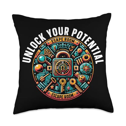 Escape Room Roomescape Puzzle Room Exit Game Throw Pillow - size: 18x18