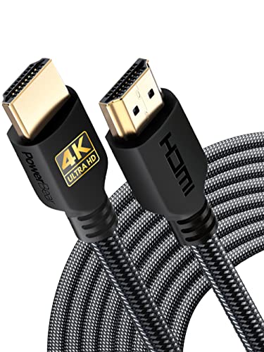 PowerBear 4K HDMI Cable 30 ft | Long Hdmi Cable, Braided Nylon & Gold Connectors, 4K @ 60Hz, Ultra HD, 2K, 1080P, ARC & CL3 Rated | for Laptop, Monitor, PS5, PS4, Xbox One, Fire TV, & More - size: 30ft