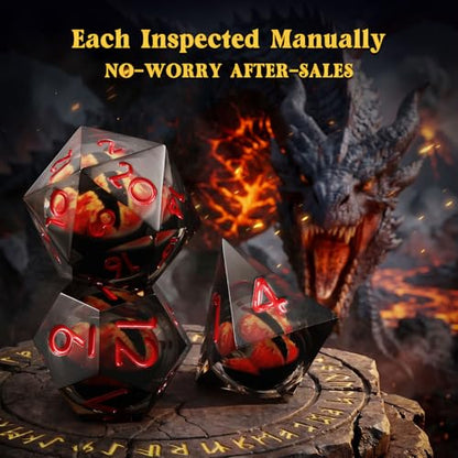 MoKo Liquid Core DND Dice Set 7PCS, Black + Red | Sharp Edge Resin Polyhedral, D20 D12 D10 D8 D6 D4 D%, Gift Box Included, Compatible with Dungeons and Dragons RPG - color: 1 - Black + Red