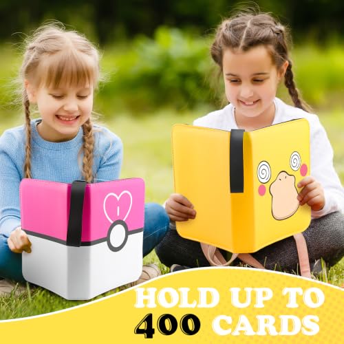 4 Pockets Trading Card Binder, 400 Card Holders with 50 Removable Sleeves, Portable Card Binder Album with zipper, Card holder Book for Game, Sport Collection (Dark yellow) - color: Dark yellow