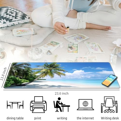 White Sandy Beach for MTG & TCG Playmat Mouse Pad,BFDHGQZC 24" x 14" Game Mat for MTG/RPG/CCG Trading Card Game Playmats Table Mat Perfect for Card Games Video Games Computer Office - color: White Sandy Beach