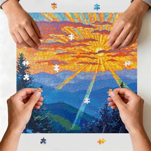 Puzzle for Adults 1024 Pieces, Bold Sunset Mountain Scene Puzzle, Challening Impossible Difficult Hard Fun 1024 Pieces Jigsaw Puzzles for Adults - color: Dusk 1024 Pieces